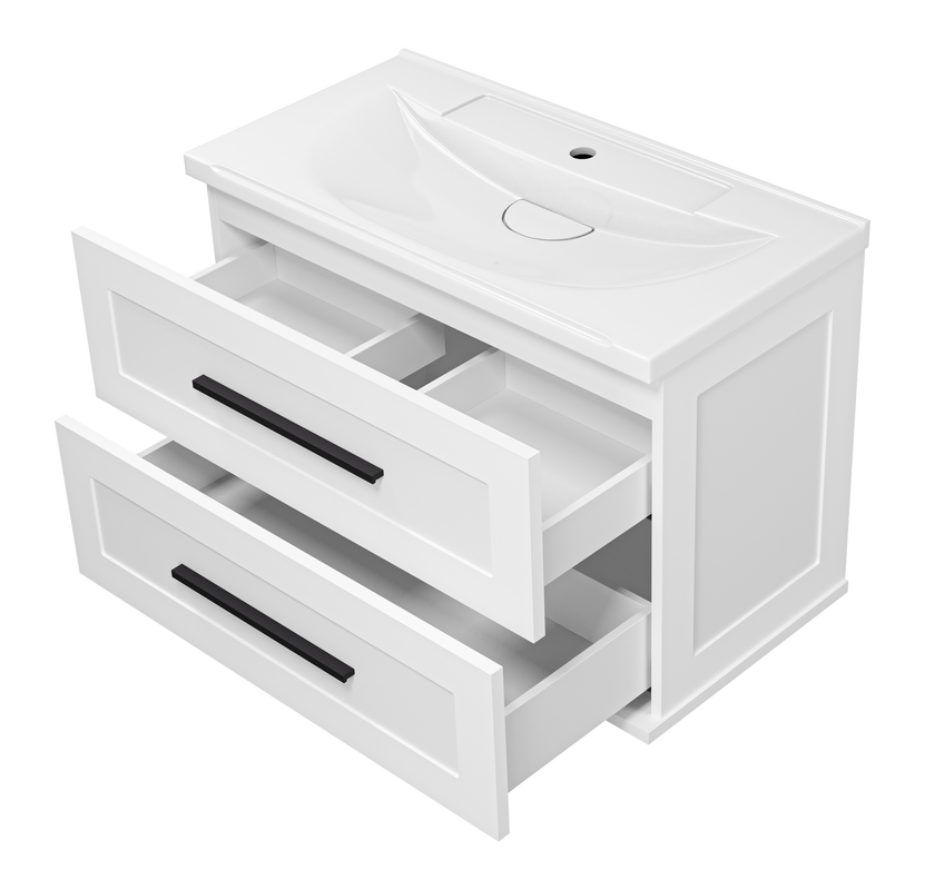 Тумба под раковину без столешницы Misty Модерн 80 подвесная, матовая белая