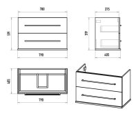 Тумба под раковину без столешницы Misty Модерн 80 подвесная, матовая белая