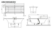 Акриловая ванна Villeroy & Boch Squaro Edge 12 UBQ180SQE2DV-01 180x80 см, встраиваемая, цвет альпийский белый, на ножках, со сливом-переливом