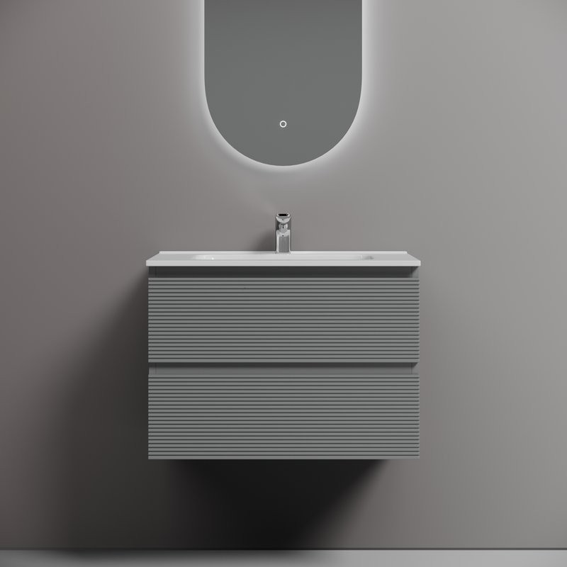 Тумба с раковиной Sancos Folk 70 ergraut soft, раковина CN7007