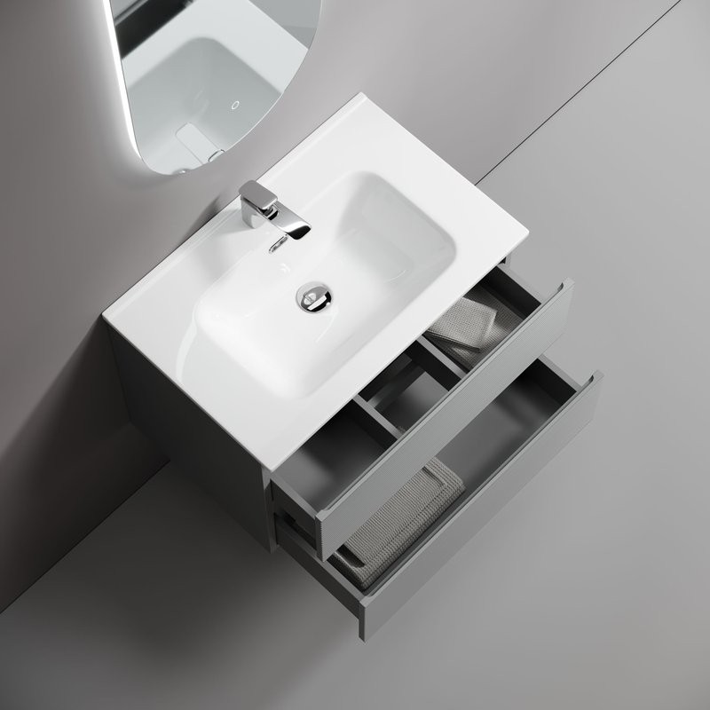 Тумба с раковиной Sancos Folk 70 ergraut soft, раковина CN7007