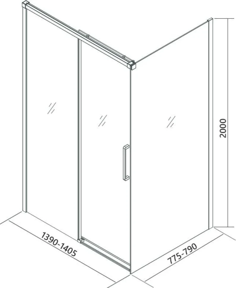 Душевой уголок Veconi Premium Trento PTC-SP-40CH 140x80, профиль хром, стекло прозрачное