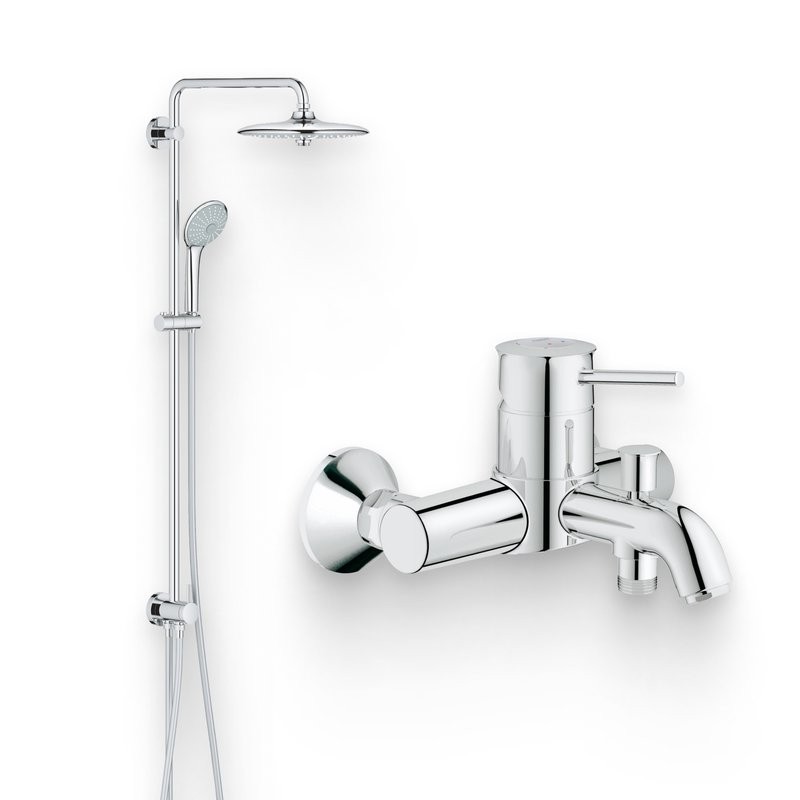 Душевой комплект Смеситель Grohe BauClassic 32865000 + Стойка Euphoria 27421002