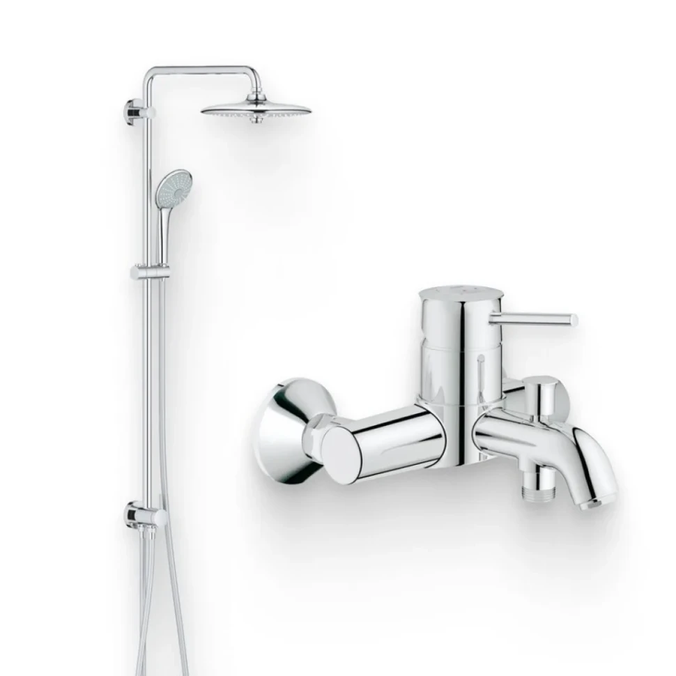Душевой комплект Смеситель Grohe BauClassic 32865000 + Стойка Euphoria 27421002