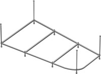Акриловая ванна Riho Delta R 150x80 см, угловая, правая, пристенная, белая, пятиугольная, с каркасом, со сливом-переливом