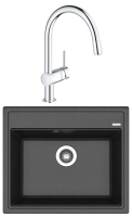Комплект Мойка Florentina Липси 600 антрацит + Смеситель Grohe Minta 3291800E хром