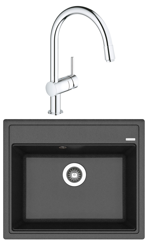 Комплект Мойка Florentina Липси 600 антрацит + Смеситель Grohe Minta 3291800E хром