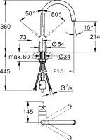 Комплект Мойка Florentina Липси 600 антрацит + Смеситель Grohe Minta 3291800E хром