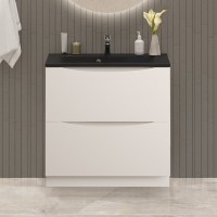 Тумба с раковиной BelBagno Marino 80 напольная, bianco lucido, черная раковина