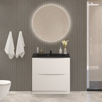 Тумба с раковиной BelBagno Marino 80 напольная, bianco lucido, черная раковина