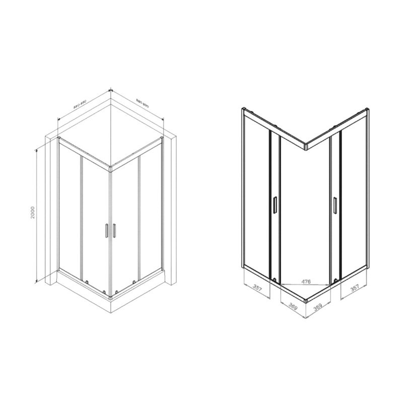 Душевой уголок AM.PM Gem W90G-403-090BT 90x90, профиль черный