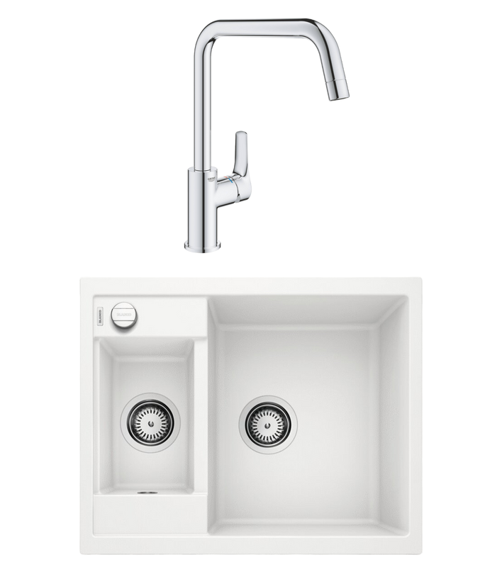 Комплект Мойка Blanco Metra 6 белая + Смеситель Grohe Eurosmart