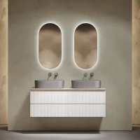 Тумба с раковиной Sancos Snob R 140 bianco, столешница бежевая TT140A2, раковина CN6048MH