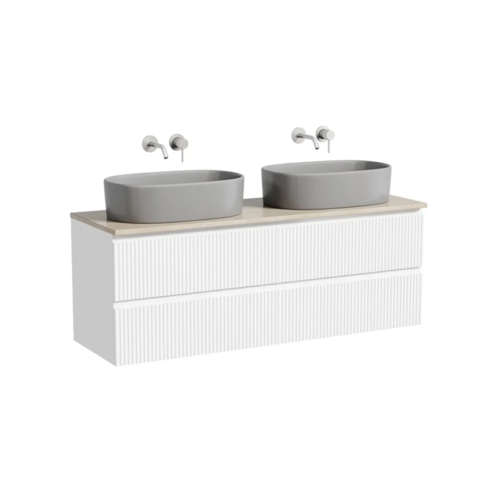 Тумба с раковиной Sancos Snob R 140 bianco, столешница бежевая TT140A2, раковина CN6048MH