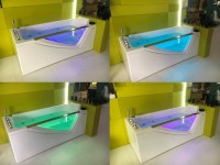Акриловая ванна Orans 65108L0 L 170x75 см, левая, пристенная, с гидромассажем, белая, с каркасом, с экранами, со смесителем, со сливом-переливом, с подсветкой, с подголовником, с поручнем