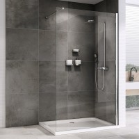 Душевая перегородка Abber Immer Offen AG61090 90 см, профиль хром, стекло прозрачное