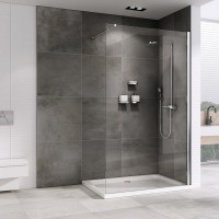 Душевая перегородка Abber Immer Offen AG61090 90 см, профиль хром, стекло прозрачное