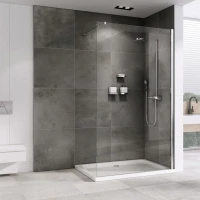 Душевая перегородка Abber Immer Offen AG61090 90 см, профиль хром, стекло прозрачное