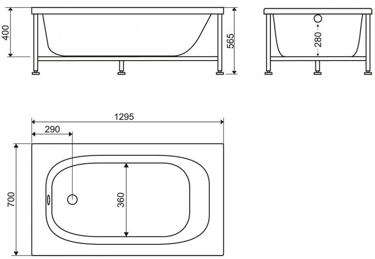 Акриловая ванна BelBagno BB101-130-70 130x70 см, пристенная (уценка: после реставрации)
