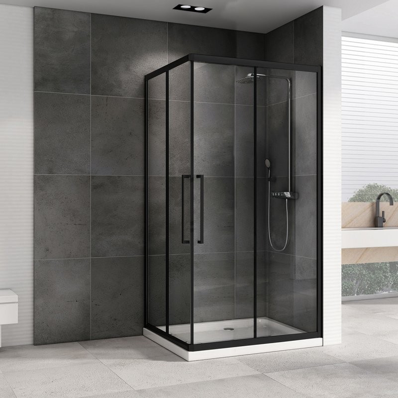 Душевой уголок Abber Schwarzer Diamant AG02128BH 120x80, профиль черный, стекло прозрачное