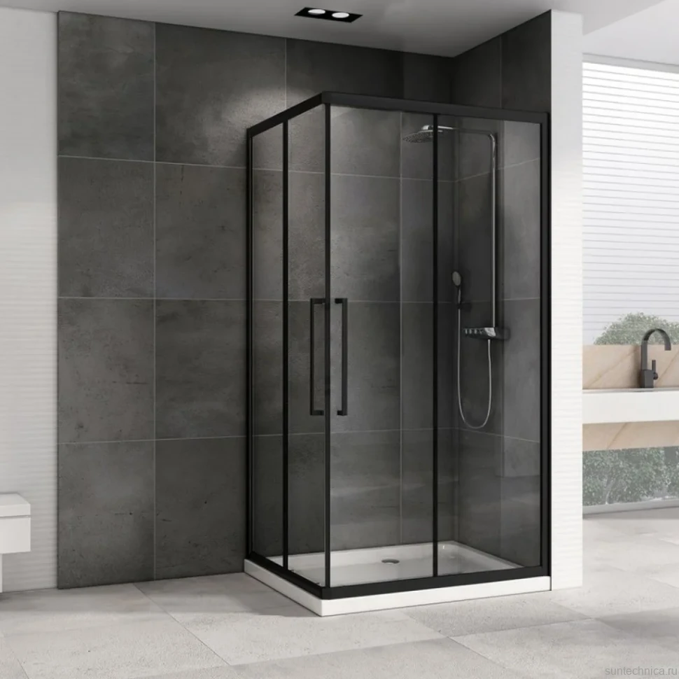 Душевой уголок Abber Schwarzer Diamant AG02128BH 120x80, профиль черный, стекло прозрачное