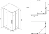 Душевой уголок Abber Schwarzer Diamant AG02128BH 120x80, профиль черный, стекло прозрачное