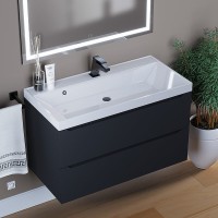 Тумба с раковиной Uperwood Tanos 90 подвесная, черная матовая