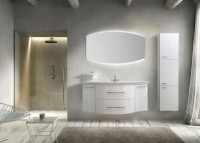 Мебельная раковина Belux Версаль 147 накладная, глянцевая белая, полукруглая, искусственный мрамор