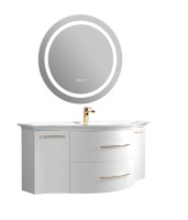 Мебельная раковина Belux Версаль 147 накладная, глянцевая белая, полукруглая, искусственный мрамор