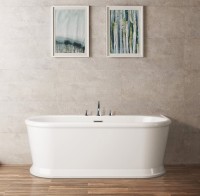 Акриловая ванна BelBagno BB408-1500-800 без опоры 150x80 см, пристенная, белая, овальная, со сливом-переливом