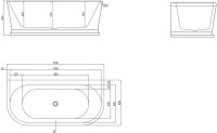 Акриловая ванна BelBagno BB408-1500-800 без опоры 150x80 см, пристенная, белая, овальная, со сливом-переливом