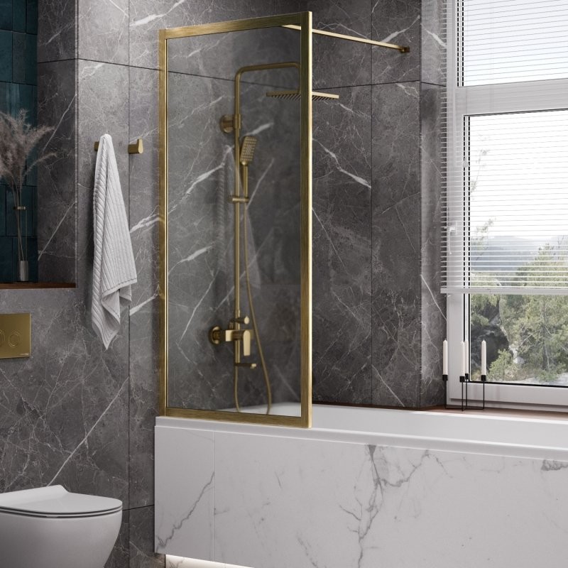 Шторка на ванну Wasserkraft Abens 20W01-80BG профиль золото матовое, стекло прозрачное