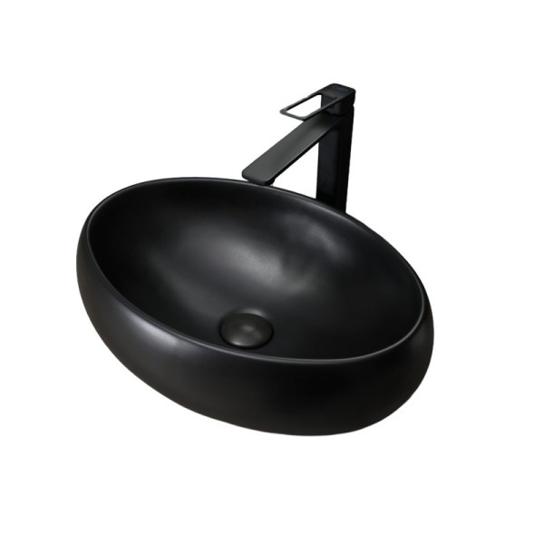 Накладная раковина GID Lago Bm9030b 48 матовая черная, овальная, фаянс