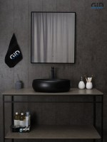 Накладная раковина GID Lago Bm9030b 48 матовая черная, овальная, фаянс