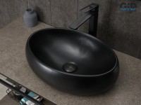 Накладная раковина GID Lago Bm9030b 48 матовая черная, овальная, фаянс