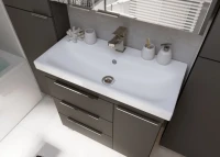 Мебель для ванной комнаты 1MarKa Gaula 80Н черная, 3 ящика, 1 дверца