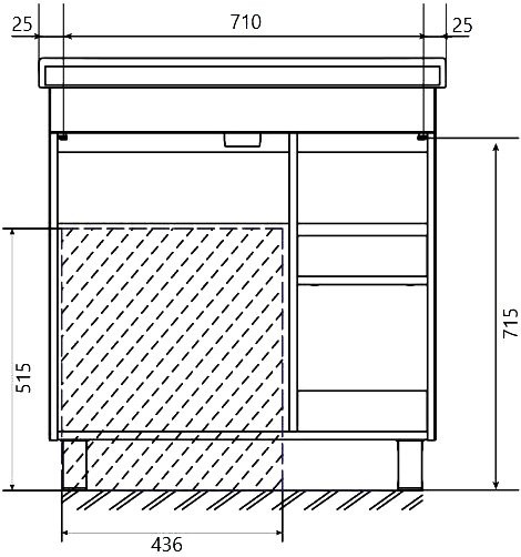 Мебель для ванной комнаты 1MarKa Gaula 80Н черная, 3 ящика, 1 дверца
