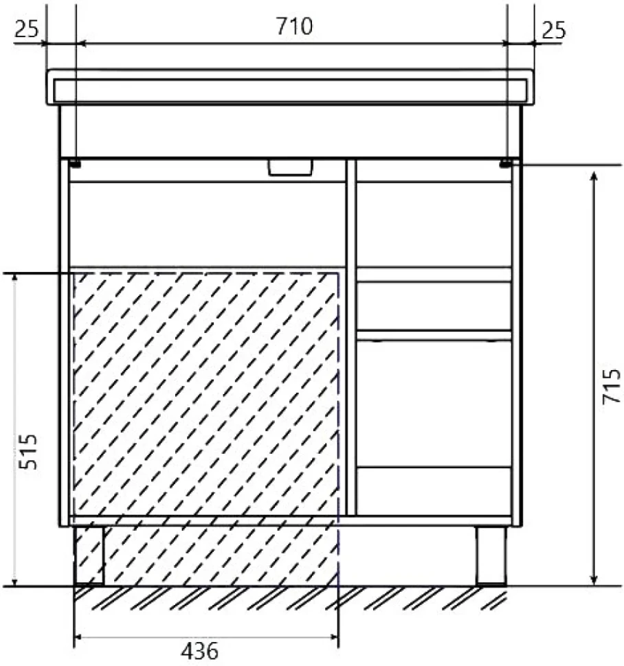Мебель для ванной комнаты 1MarKa Gaula 80Н черная, 3 ящика, 1 дверца