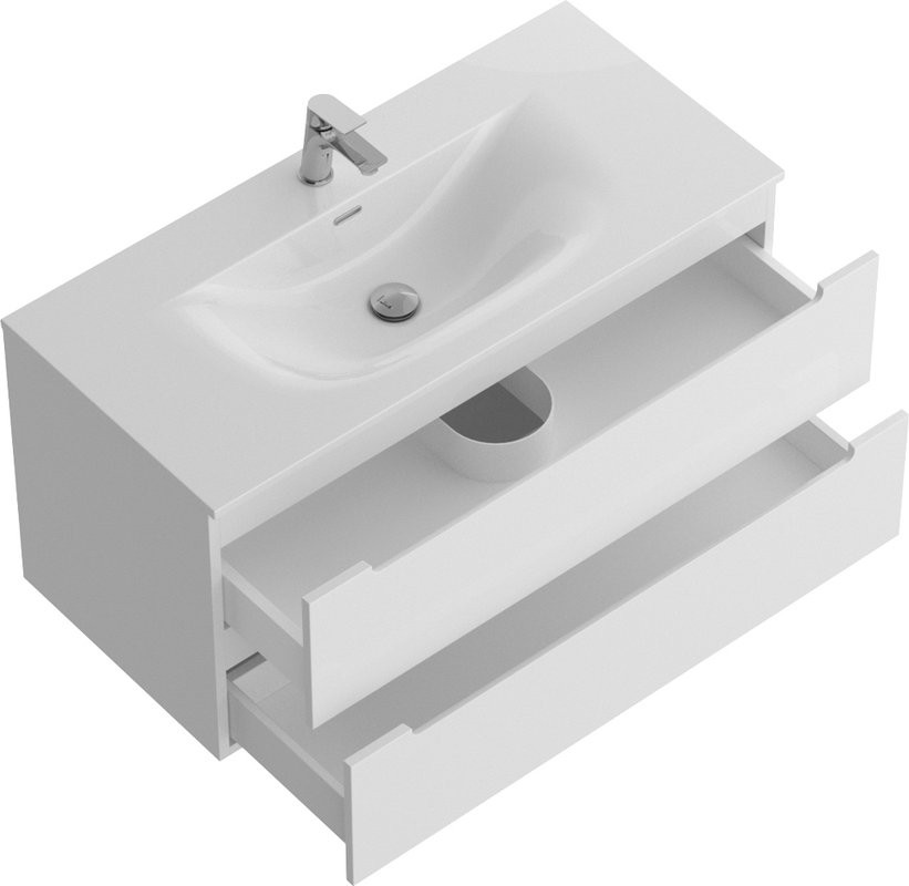 Мебель для ванной комнаты BelBagno Etna 100 bianco lucido, раковина BB-8099-120-2