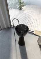 Раковина напольная Abber Kristall AT2703Onyx-Black 45 глянцевая черная, матовая черная, круглая, моноблок