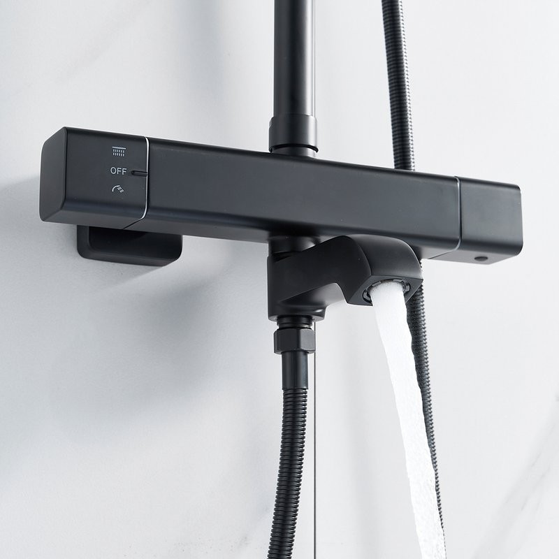 Душевая стойка Shevanik S3096H с термостатом, черный