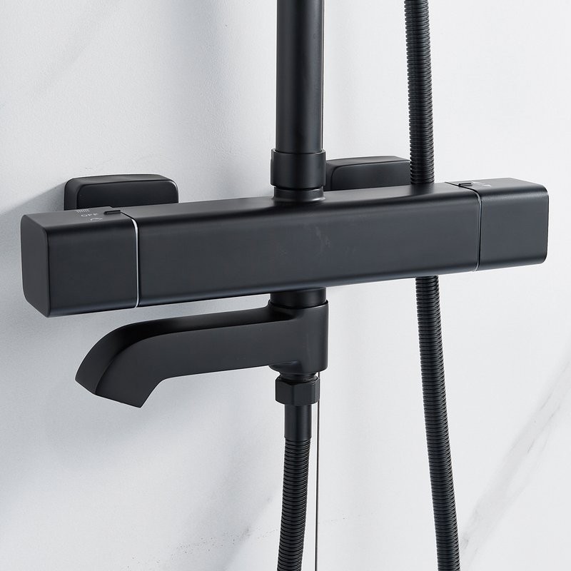 Душевая стойка Shevanik S3096H с термостатом, черный