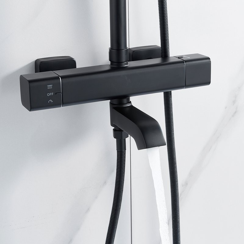 Душевая стойка Shevanik S3096H с термостатом, черный