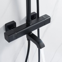 Душевая стойка Shevanik S3096H с термостатом, черный