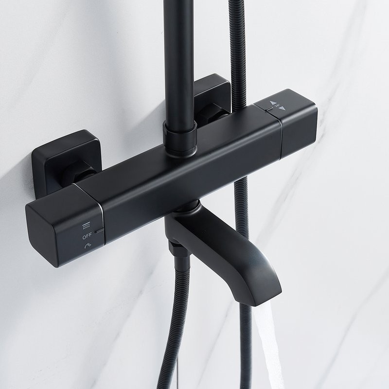 Душевая стойка Shevanik S3096H с термостатом, черный