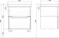 Тумба с раковиной SanStar Valencia 60 подвесная, орех ноче эко, белая