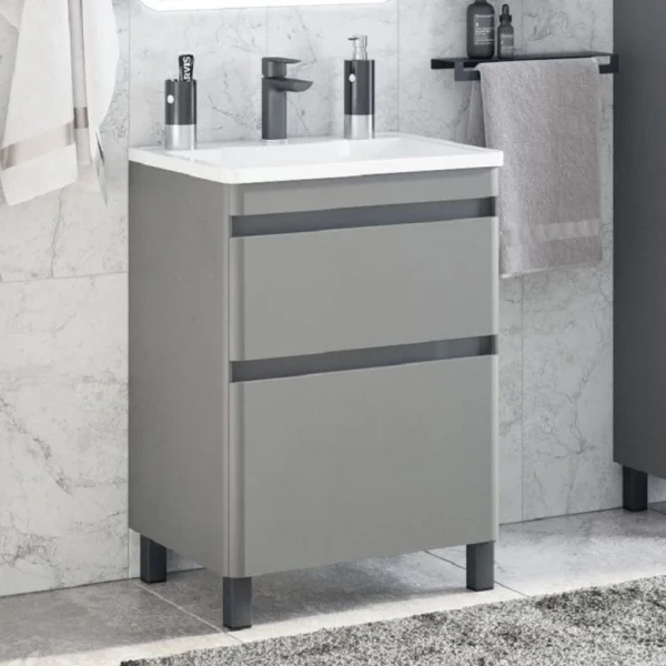 Тумба под раковину без столешницы Corozo Алабама 60 Z2 напольная, графит, soft-touch
