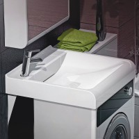 Раковина над стиральной машиной Belux Эврика ЭВ-60 глянцевая белая, прямоугольная, с комплектом кронштейнов