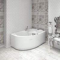 Акриловая ванна Radomir Vannesa Massage Ирма 2-76-2-2-9-217 баланс, R 170x110 см, угловая, правая, пристенная, с гидромассажем, белая, асимметричная, с каркасом, с экраном, с сиденьем, со сливом-переливом