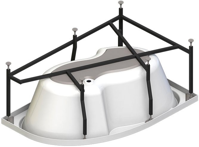 Акриловая ванна Radomir Vannesa Massage Ирма 2-76-2-2-9-217 баланс, R 170x110 см, угловая, правая, пристенная, с гидромассажем, белая, асимметричная, с каркасом, с экраном, с сиденьем, со сливом-переливом